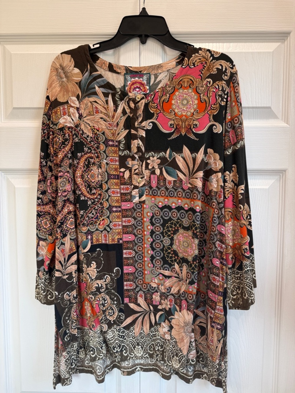 Johnny Was The Janie Favorite Button Front Blouse Floral Lace XL Designer